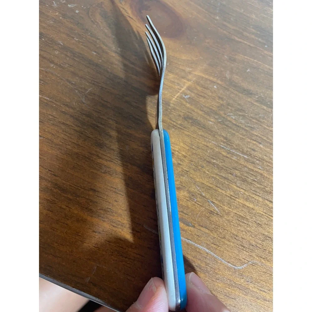 Vintage Disney Donald Duck Musical Fork Stainless Steel Child Utensil Blue White